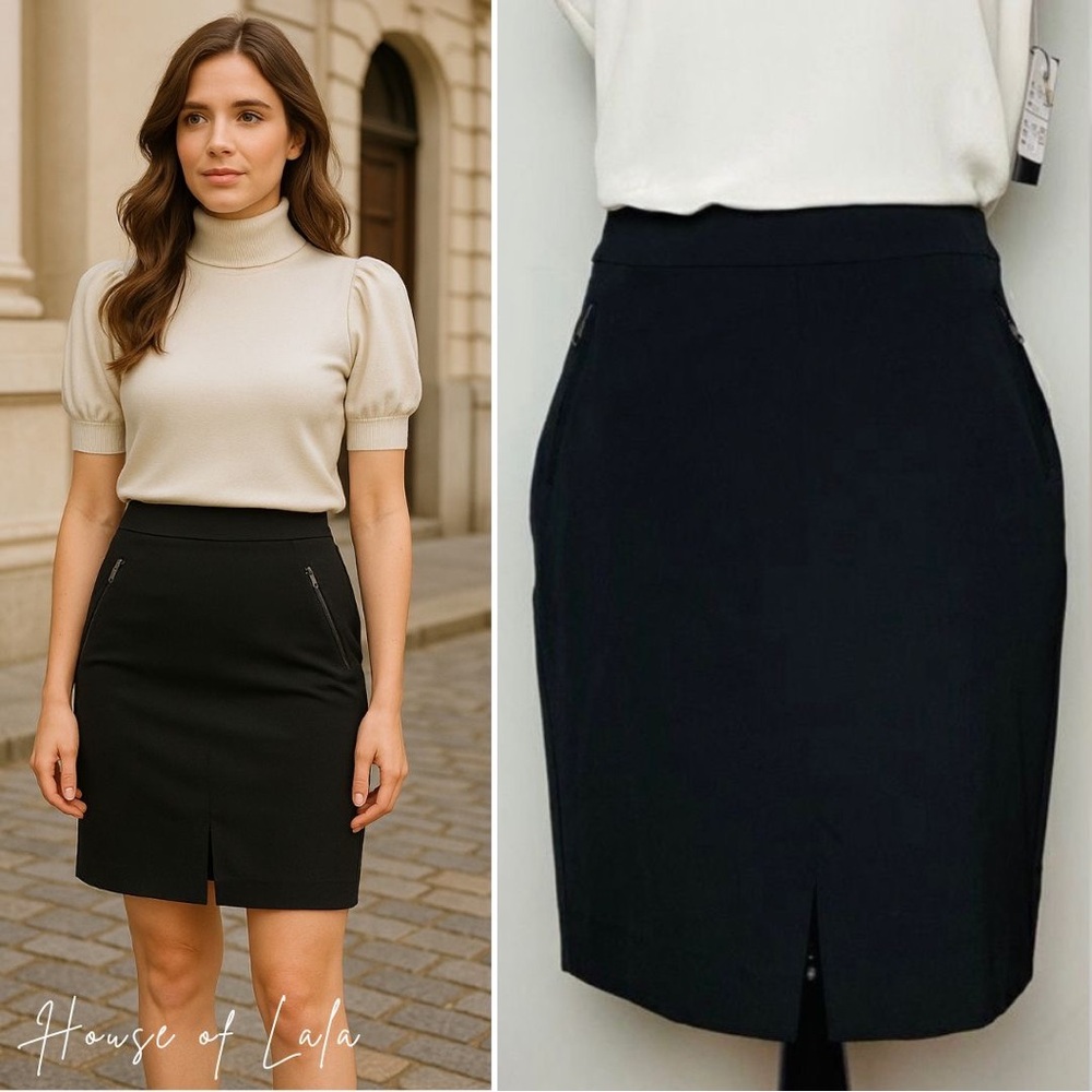 NWT Mexx Classic Black Pencil Skirt. Business Casual Minimalist. Size 10 medium